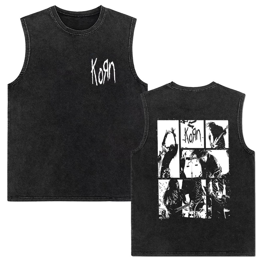 Rock band Korn Follow The Leader tour 2025 vintage washed vest for men and women retro brother£¨¸±±¾£©