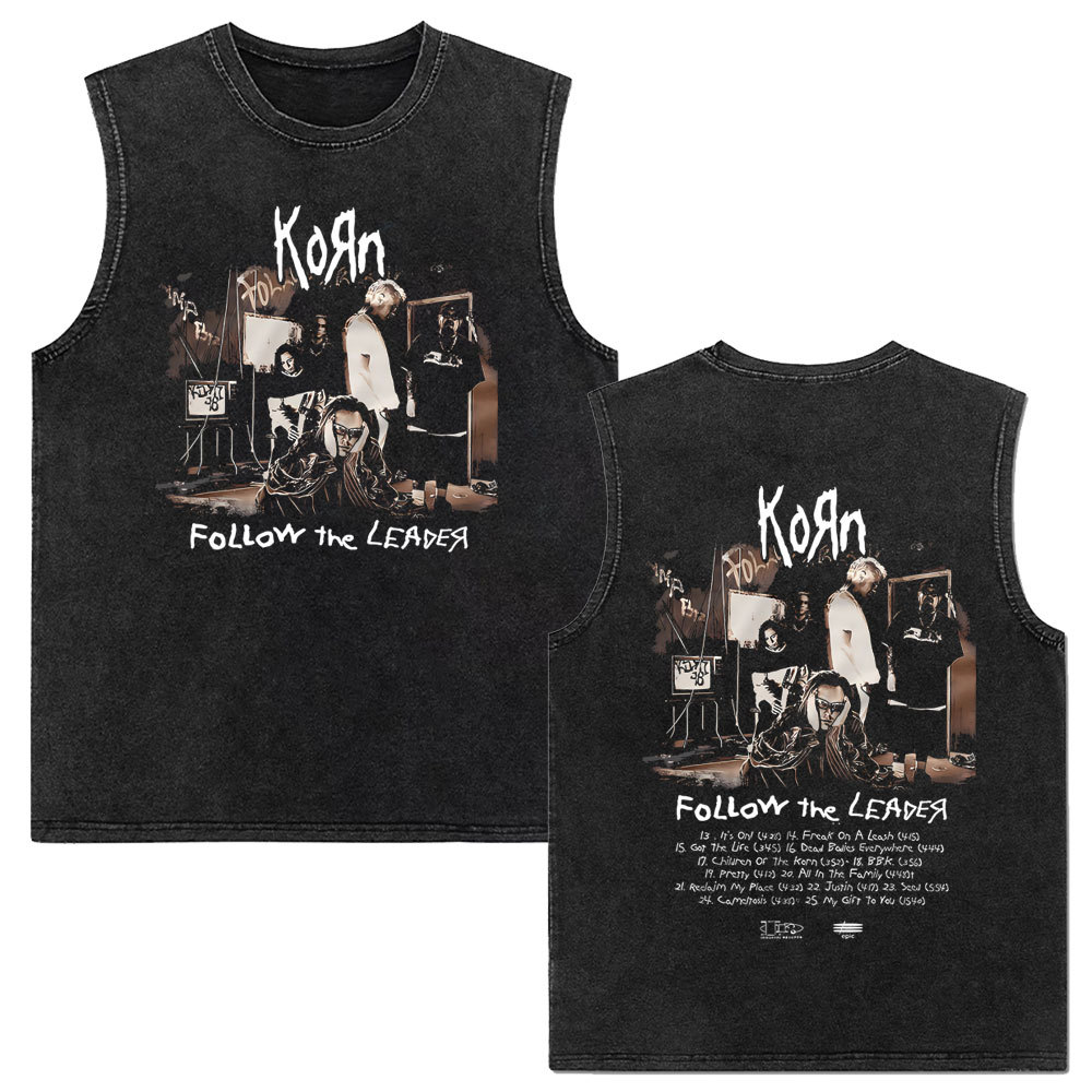 Rock band retro washed vest for men and women retro brother