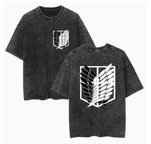 Washed Retro T-shirt ATTACK ON TITAN - Attack on Titan Anime Casual