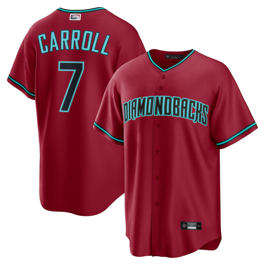 Minshop A.Diamondbacks #7 Corbin Carroll Player Red Home Replica Personalized Stitched Jerseys