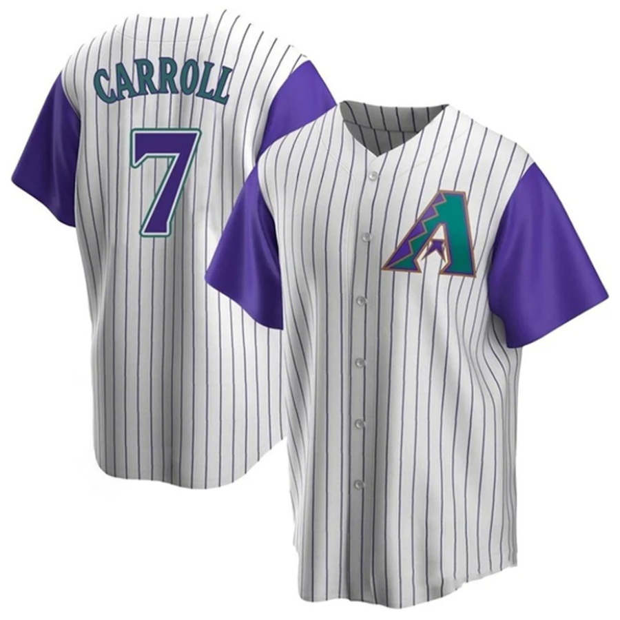 Minshop A.Diamondbacks #7 Corbin Carroll Player Cream Throwback Cooperstown Limited Personalized Stitched Jerseys