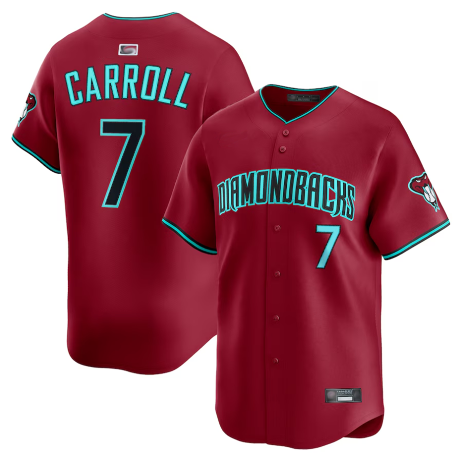 Minshop A.Diamondbacks #7 Corbin Carroll Player Red Alternate Limited Personalized Stitched Jerseys