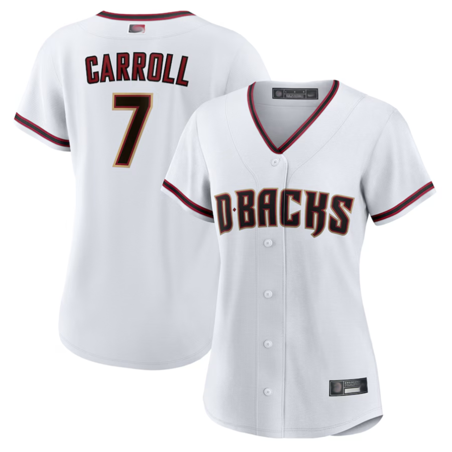 Minshop A.Diamondbacks #7 Corbin Carroll Player White Home Replica Personalized Stitched Jerseys