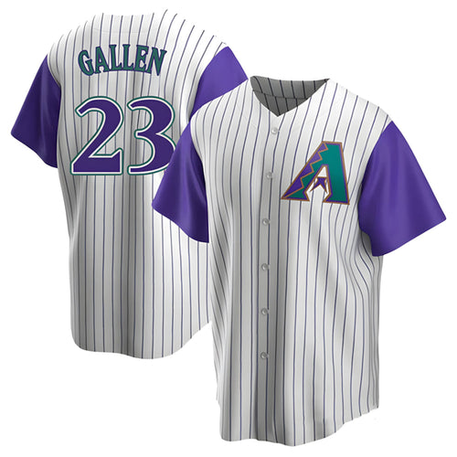Minshop A.Diamondbacks #23 Zac Gallen Player White-Purple Replica Stitched Jerseys