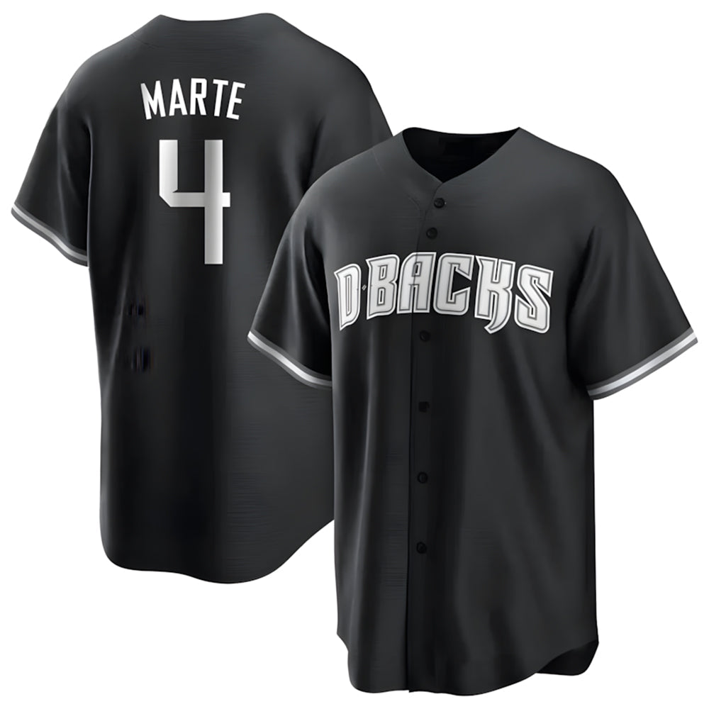 Minshop A.Diamondbacks #4 Ketel Marte Player Black Pointed collar Replica Game Stitched Jerseys