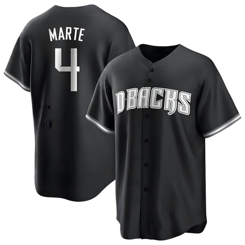 Minshop A.Diamondbacks #4 Ketel Marte Player Black Pointed collar Replica Game Stitched Jerseys