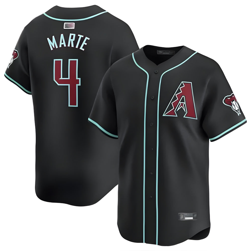 Minshop A.Diamondbacks #4 Ketel Marte Player Black Replica Game Stitched Jerseys