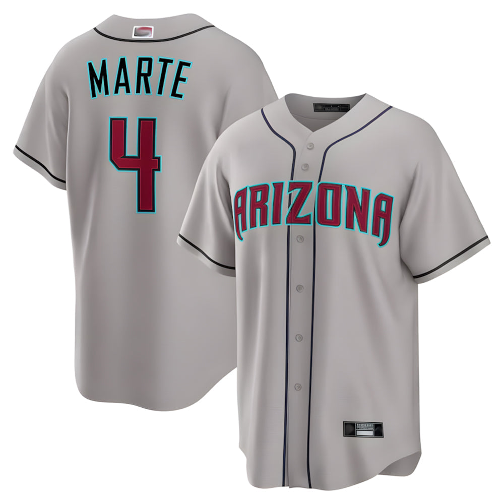 Minshop A.Diamondbacks #4 Ketel Marte Player Gray Home Game Stitched Jerseys