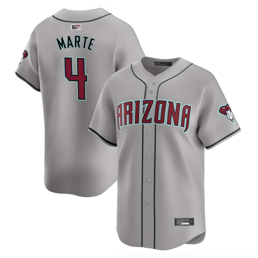 Minshop A.Diamondbacks #4 Ketel Marte Player Gray Replica Game Stitched Jerseys