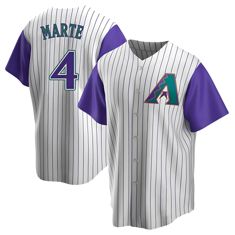Minshop A.Diamondbacks #4 Ketel Marte Player White-Purple Limited Stitched Jerseys