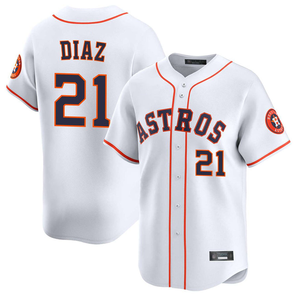 Minshop H.Astros #21 Yainer Diaz Player White Home Limited Stitched Jerseys