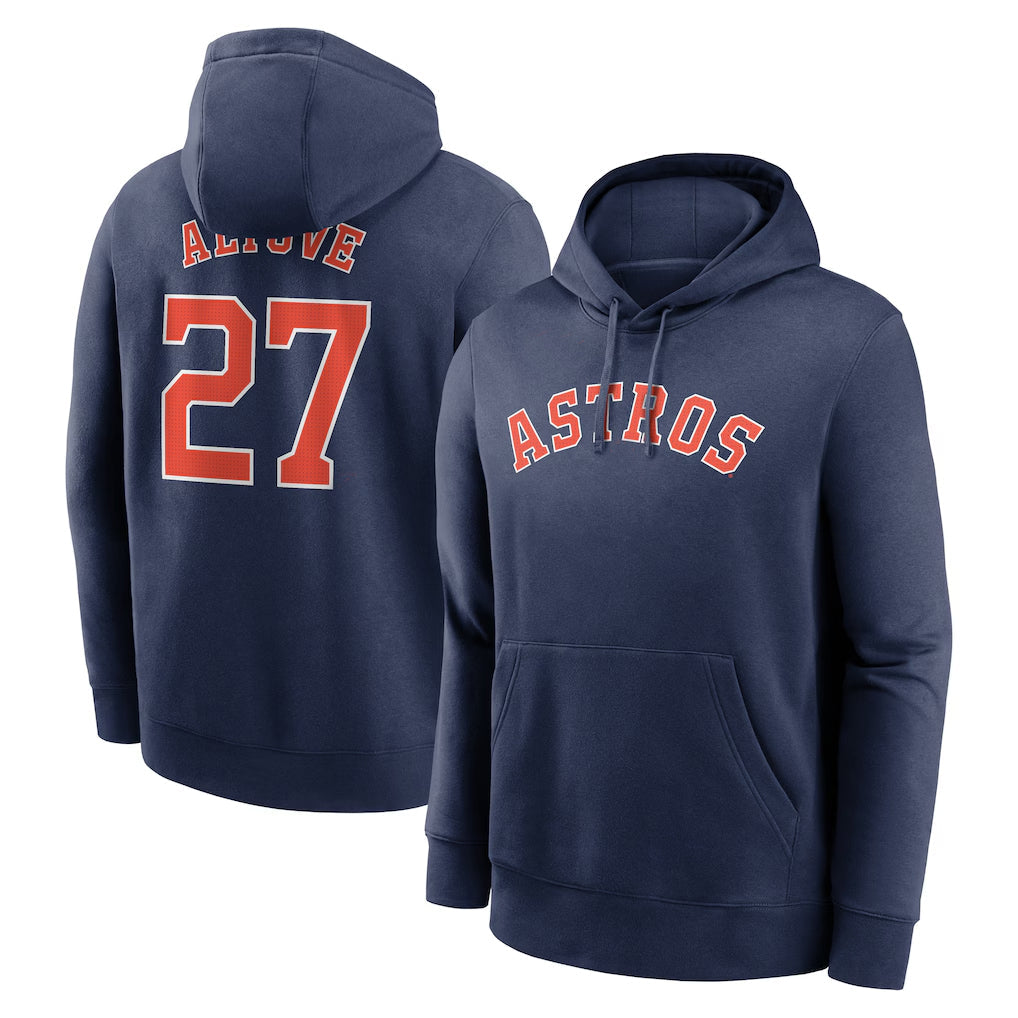 Minshop H.Astros #27 Jose Altuve Player Navy Club Fleece Pullover Hoodie Stitched Jerseys