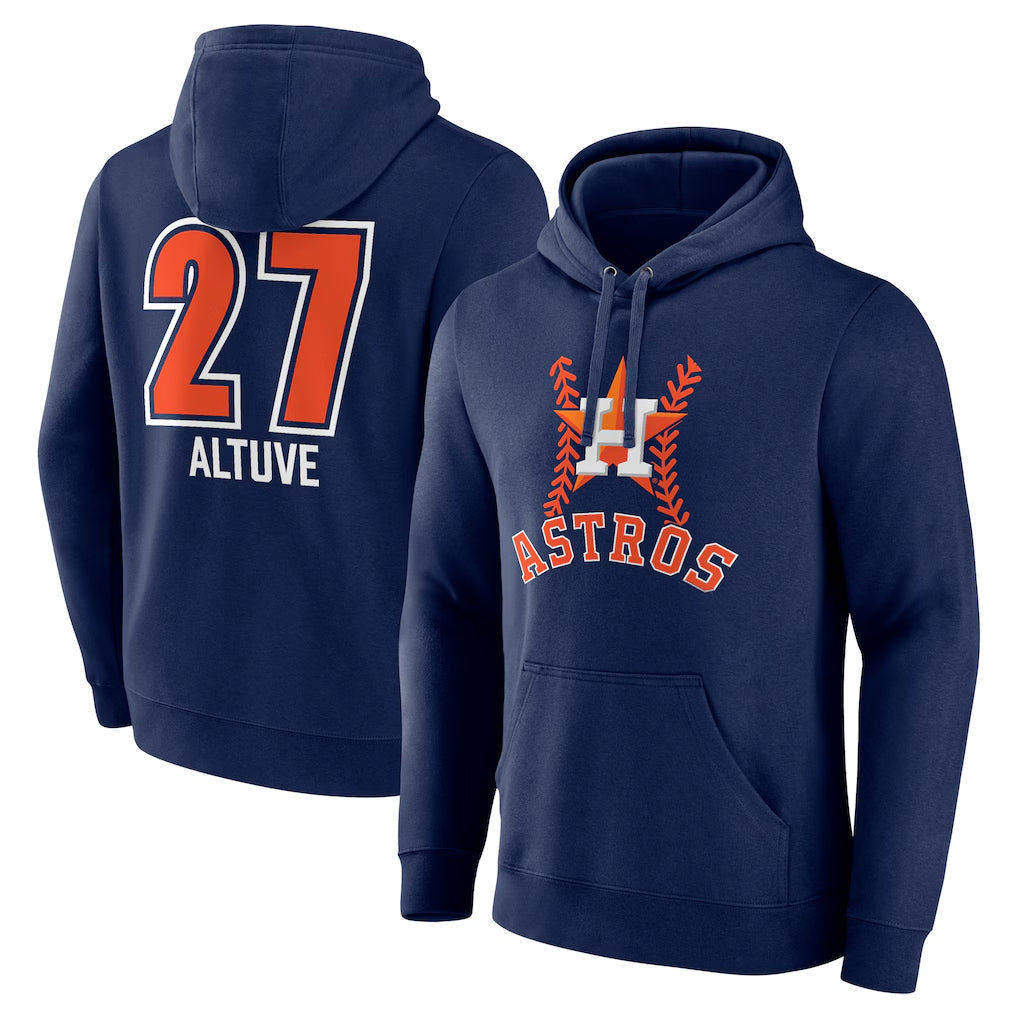 Minshop H.Astros #27 Jose Altuve Player Navy Pullover Hoodie Stitched Jerseys