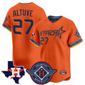 Minshop H.Astros #27 Jose Altuve Player Orange City Connect Texas Patch Vapor Premier Limited Home Stitched Jerseys