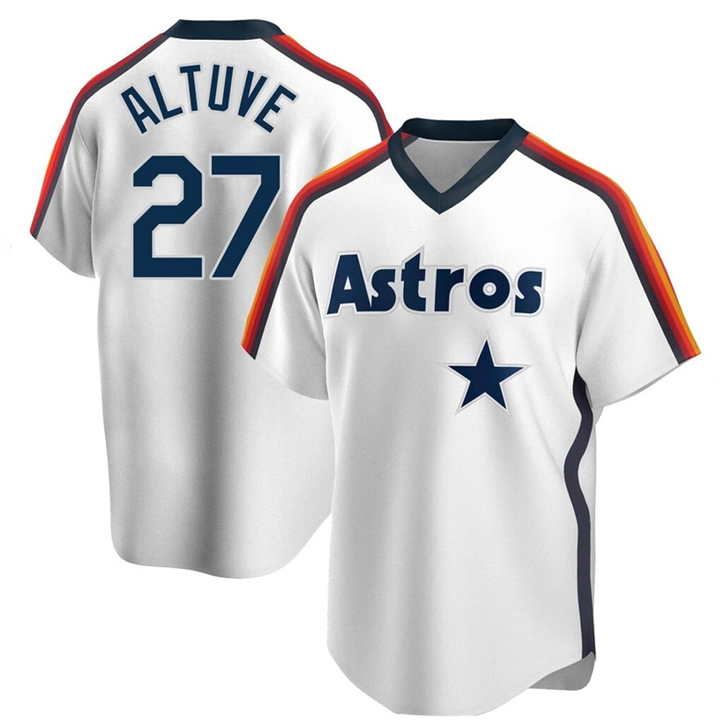 Minshop H.Astros #27 Jose Altuve Player White Cooperstown Collection T-shirt Stitched Jerseys