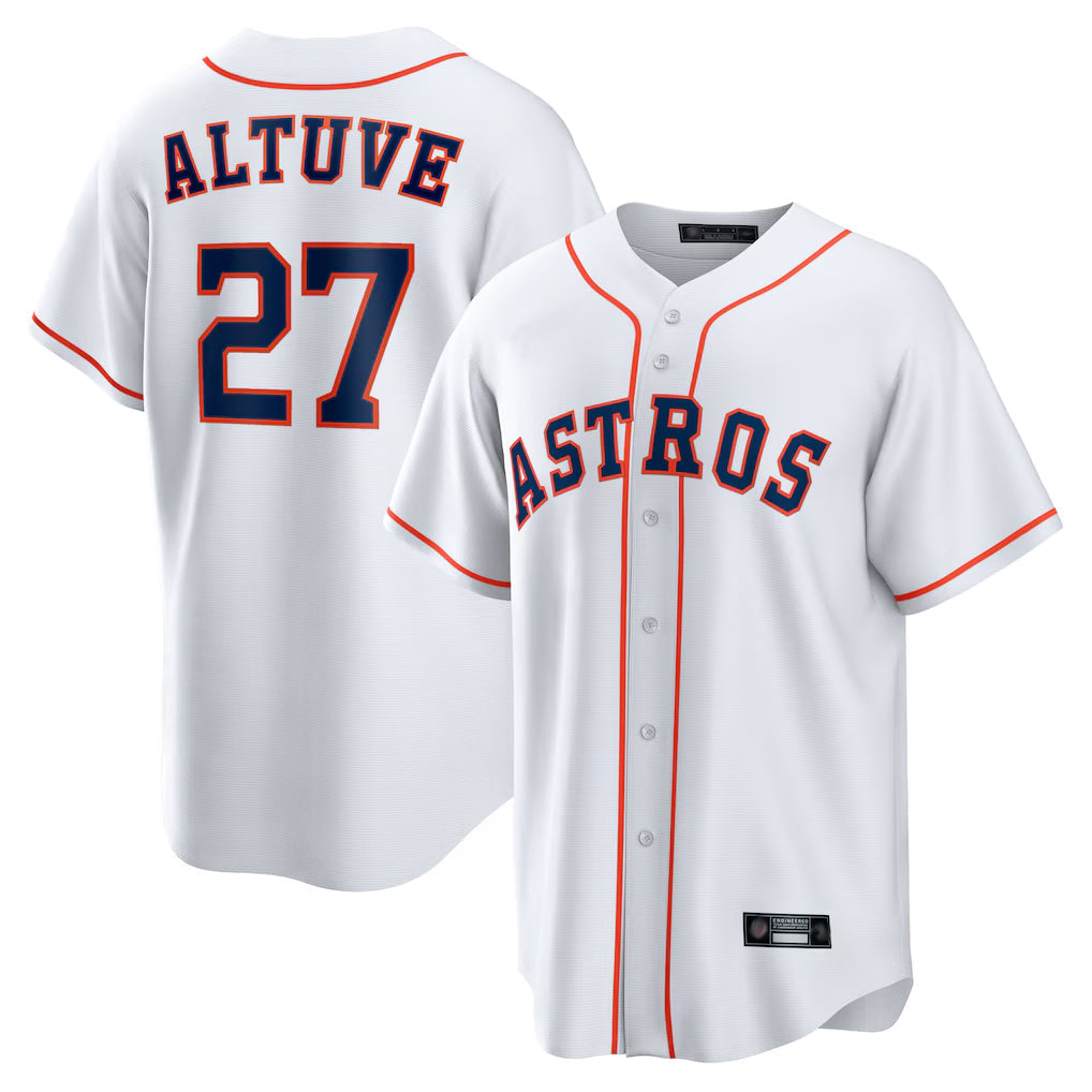 Minshop H.Astros #27 Jose Altuve Player White Home Game Stitched Jerseys