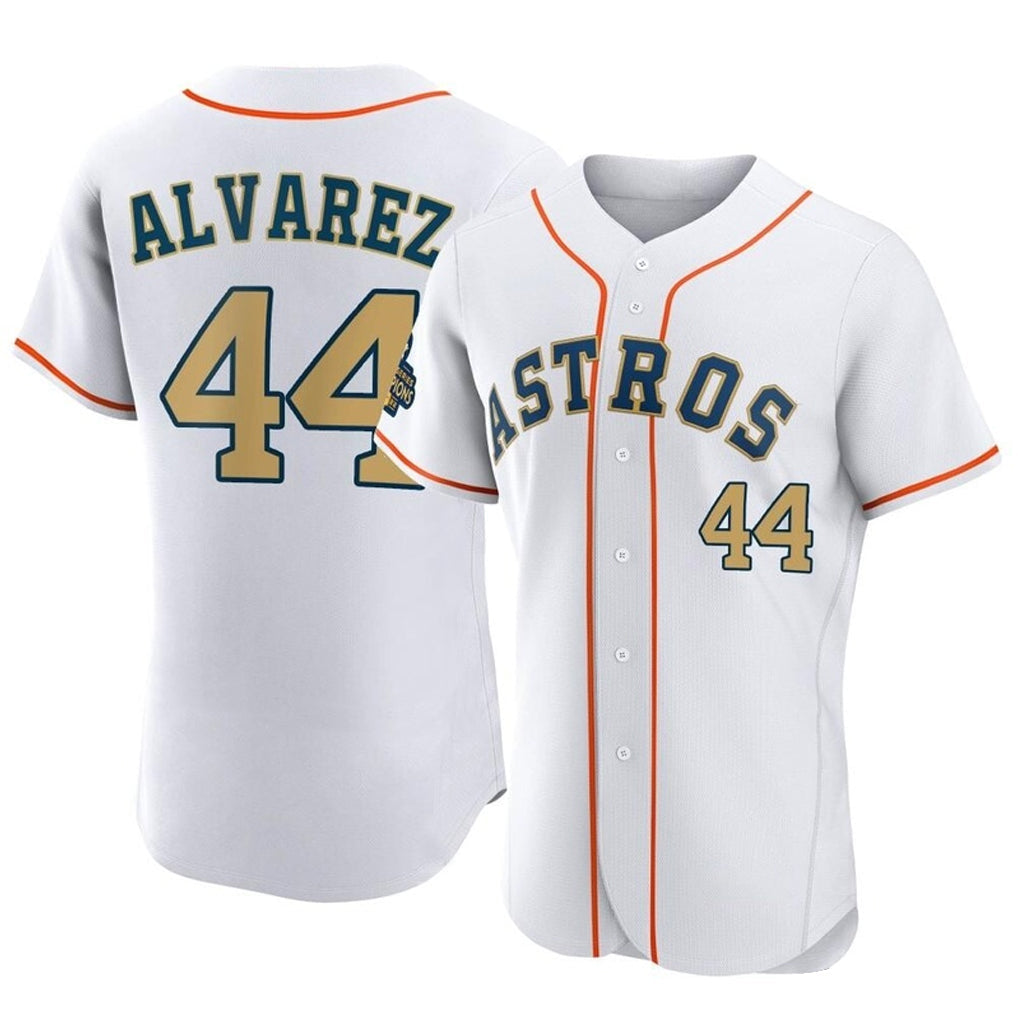 Minshop H.Astros #44 Yordan Alvarez Player Gold Collection Limited Elite Home Stitched Jerseys