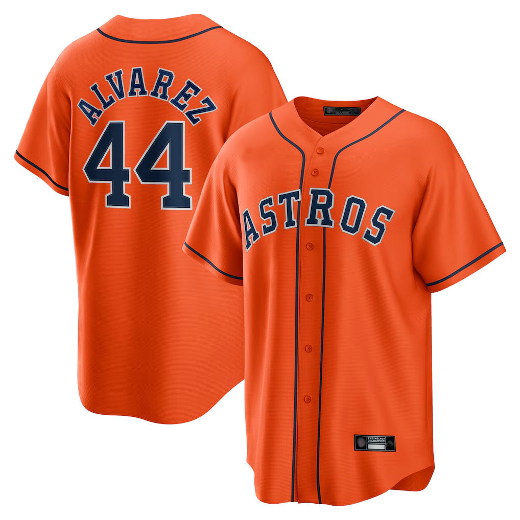 Minshop H.Astros #44 Yordan Alvarez Player Orange Home Game Stitched Jerseys