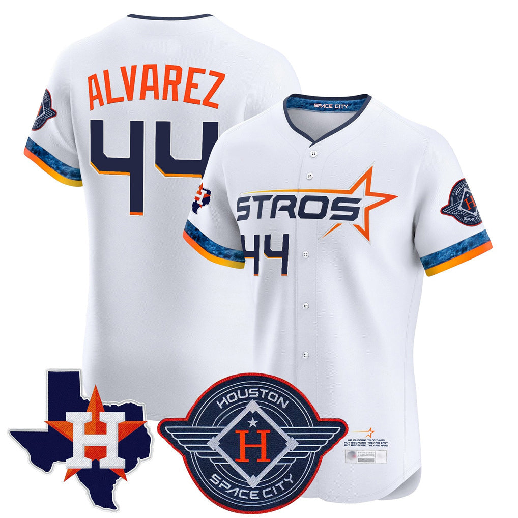 Minshop H.Astros #44 Yordan Alvarez Player White City Connect Texas Patch Vapor Premier Limited Elite Home Stitched Jerseys