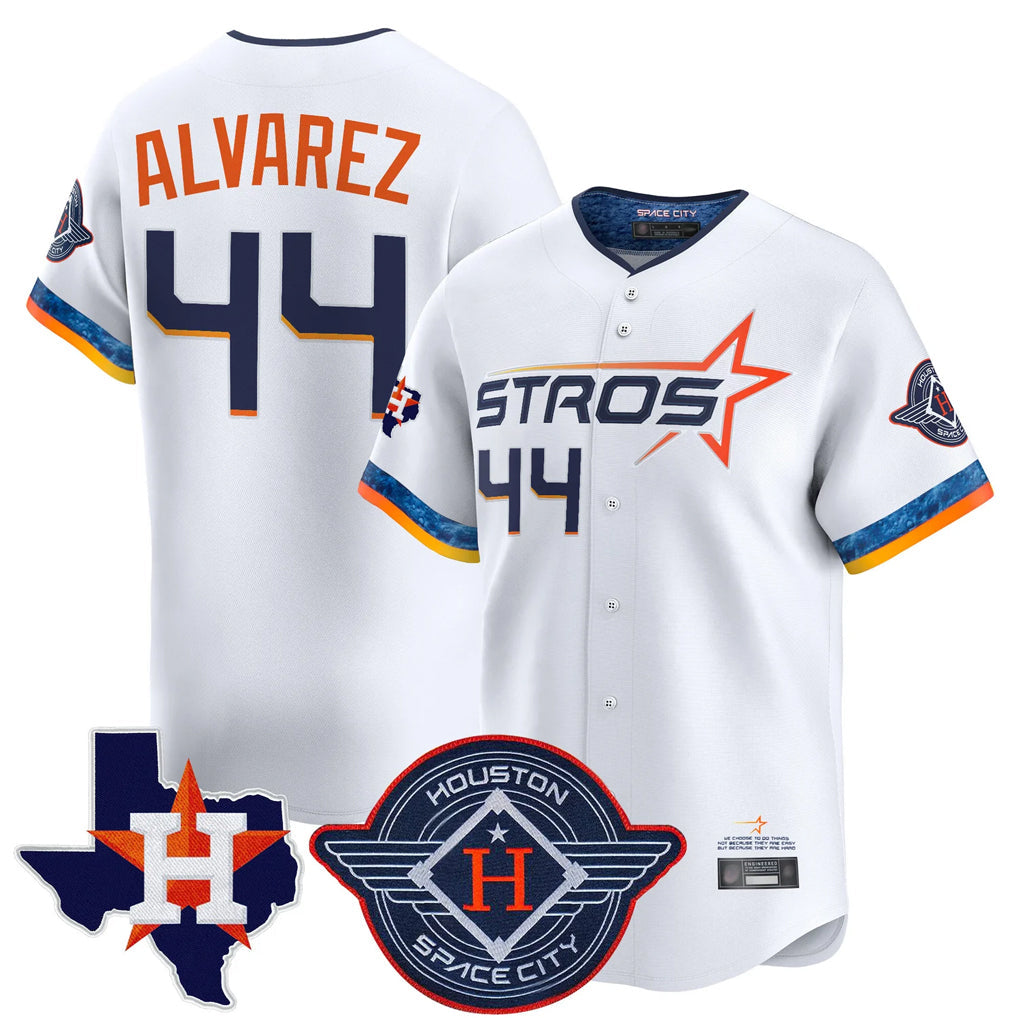 Minshop H.Astros #44 Yordan Alvarez Player White City Connect Texas Patch Vapor Premier Limited Home Stitched Jerseys