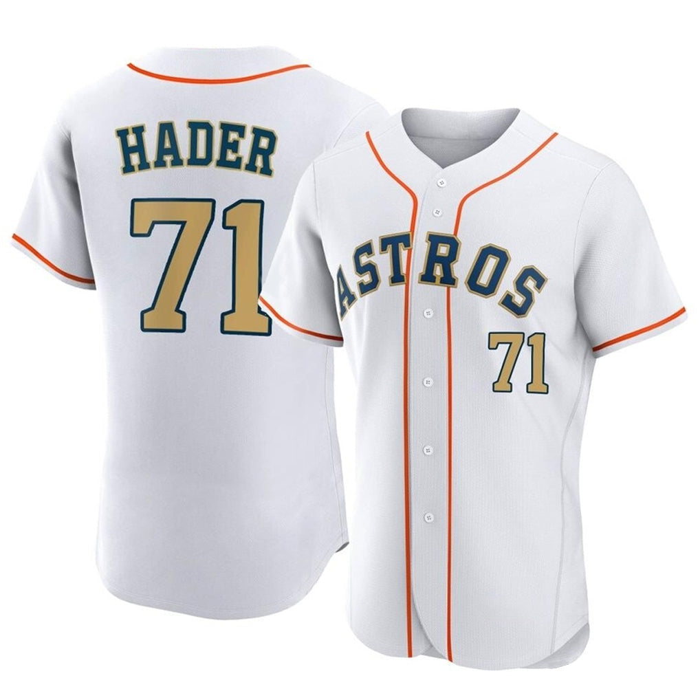 Minshop H.Astros #71 Josh Hader Player Gold Collection Limited Elite Home Stitched Jerseys
