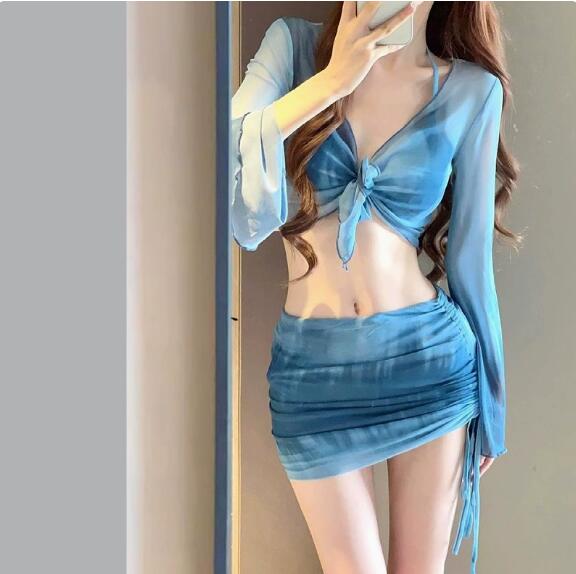 2026 New Split Bikini Women's Four-piece Set for Beach Vacation, Conservative and High-end Feeling, Hot Spring and Swimming Wear