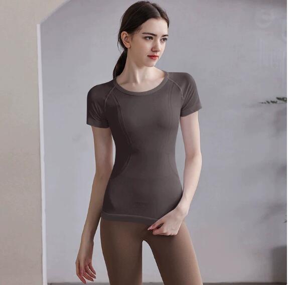 Yoga wear sports short sleeved top running quick drying T shirt women's one piece knitted summer style training and fitness clothing