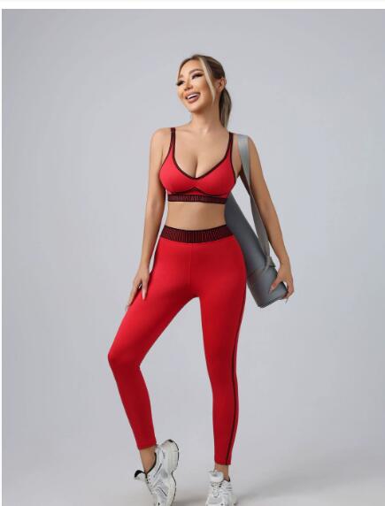 New sports yoga outfit set ALO same style sports bra peach colored buttock yoga pants high waist with buttock raising function