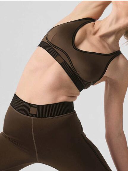 New sports yoga outfit set ALO same style sports bra peach colored buttock yoga pants high waist with buttock raising function
