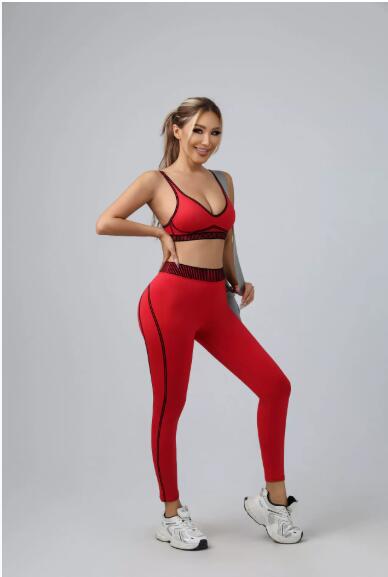 New sports yoga outfit set ALO same style sports bra peach colored buttock yoga pants high waist with buttock raising function