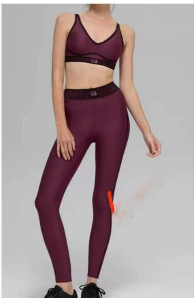 New sports yoga outfit set ALO same style sports bra peach colored buttock yoga pants high waist with buttock raising function
