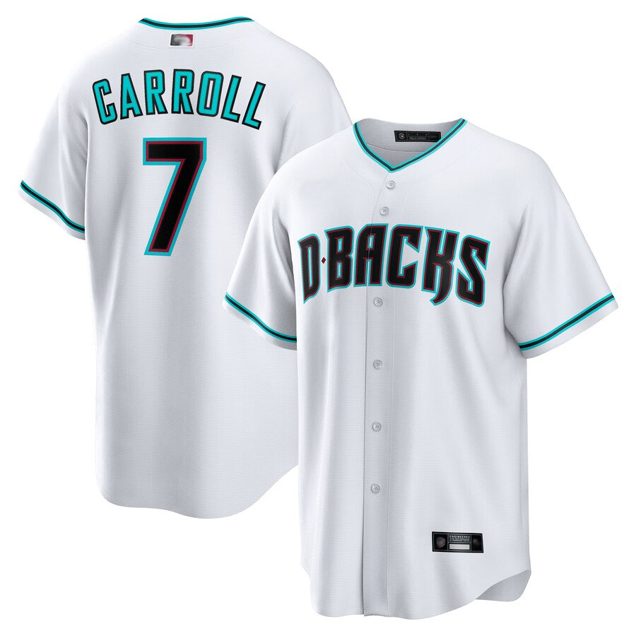 Minshop A.Diamondbacks #7 Corbin Carroll Player White Replica Personalized Stitched Jerseys
