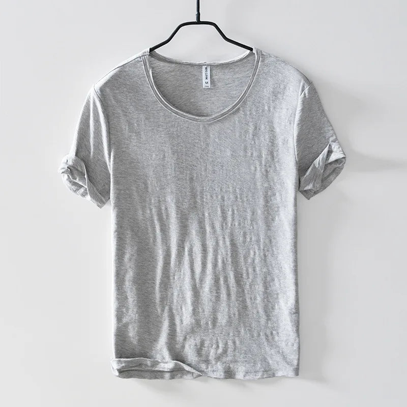 men’s Lightweight Breathable Slim-fit O-Neck Casual T-shirt Light Gray